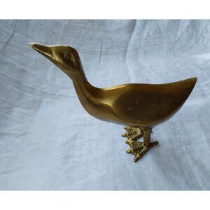 Vintage brass goose or duck standing with head looking up made in Korea